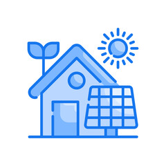 Eco house vector blue colours icon style illustration. EPS 10 file