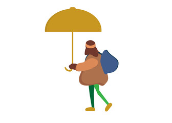 Girl in autumn clothes with an umbrella. Vector graphics