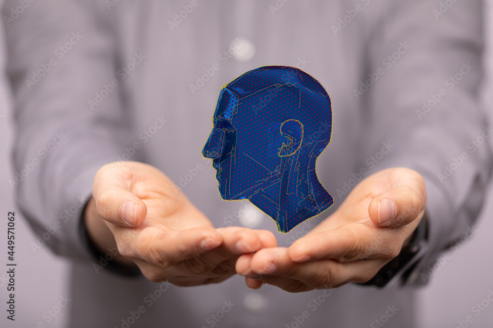 Poster human head and brain.deep learning , machine learning and artificial intelligence , ai technology,