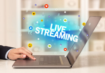 Freelance woman using laptop concept