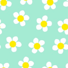 flowers seamless print. white daisies vector print for clothes or prints