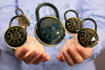 padlocks -Technology security concept background.