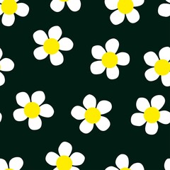 flowers seamless print. white daisies vector print for clothes or prints