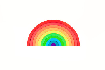 Wooden toy rainbow isolate, rainbow arc. Toys for creativity and development.
