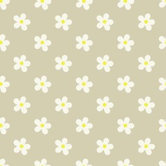 flowers seamless print. white daisies vector print for clothes or prints