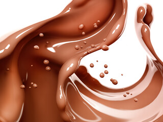 Wave of chocolate, splashing chocolate abstract background, 3d rendering