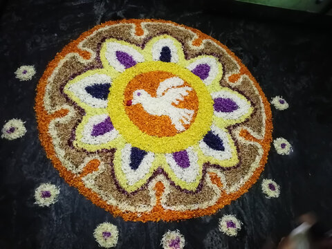 The art of flowers (Pookalam) made for Onam, the famous folk festival of Kerala.