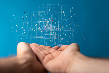 Big data visualization background.Abstract technology