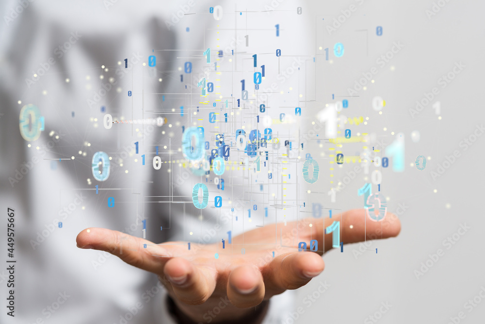 Poster neural network 3d illustration. big data and cybersecurity