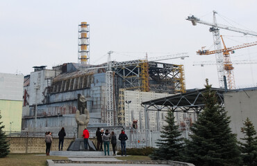 Naklejka premium Pripyat is an exclusion zone after Black Andbult nuclear disaster at the nuclear power plant.