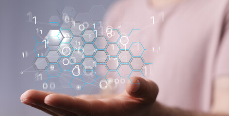 Connecting lines and dots.Big data visualization