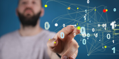 Connecting lines and dots.Big data visualization