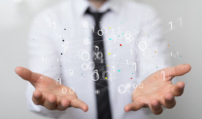 Connecting lines and dots.Big data visualization