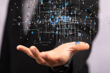 Connecting lines and dots.Big data visualization