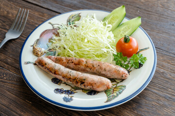 焼いた生ウインナーソーセージ