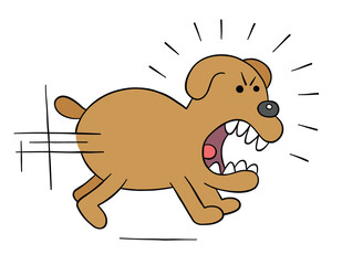Cartoon angry dog chasing, vector illustration