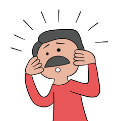 Cartoon mustache father man surprised, vector illustration