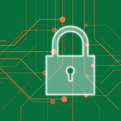 2d illustration Safety concept: Closed Padlock on digital background

