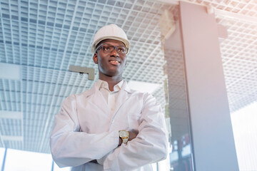 Fototapeta premium african american male engineer looks