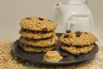 Peanut butter oatmeal Choco chips cookies. A home baked healthy snack.