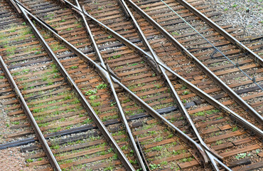 Arrows tracks with railroad sleepers