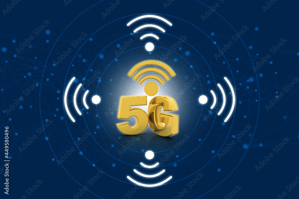 Aufkleber 3d rendering 5g network 5g connection