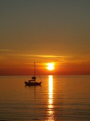 boat at sunset