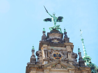 Fototapeta premium Historic town hall in the city of Hamburg with blue sky