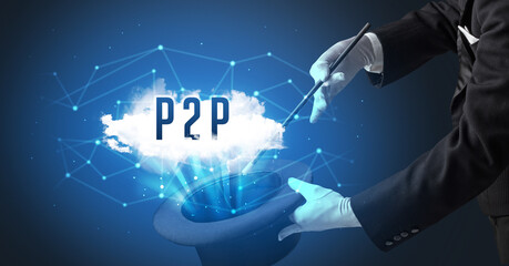 Magician or illusionist is showing magic trick