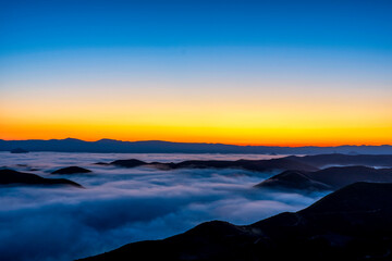 Cloud Inversion, sunrise, mountains, valley, fog