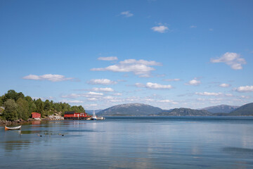 Travel stop at Fiskeosen in Bindal municipality on a great summer day,Helgeland,Nordland county,scandinavia,Europe