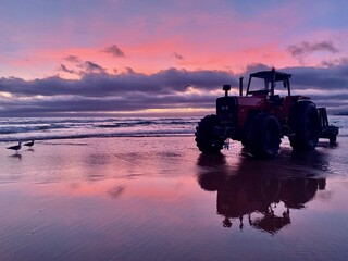 tractor on the beach