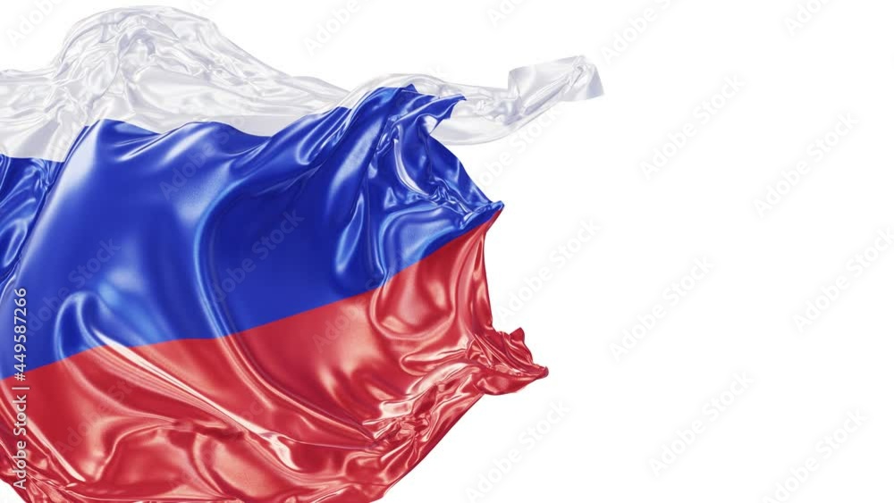 Poster realistic 3d animation of the national flag of the russian federation as fly away opener rendered in