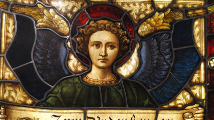 Obraz premium Mahnmal St. Nikolai Stained glass, Hamburg, Germany