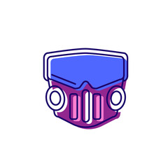 Cyberpunk face mask color icon. Future with robot technology. Apocalypse idea