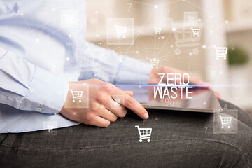 Young person makes a purchase through a tablet