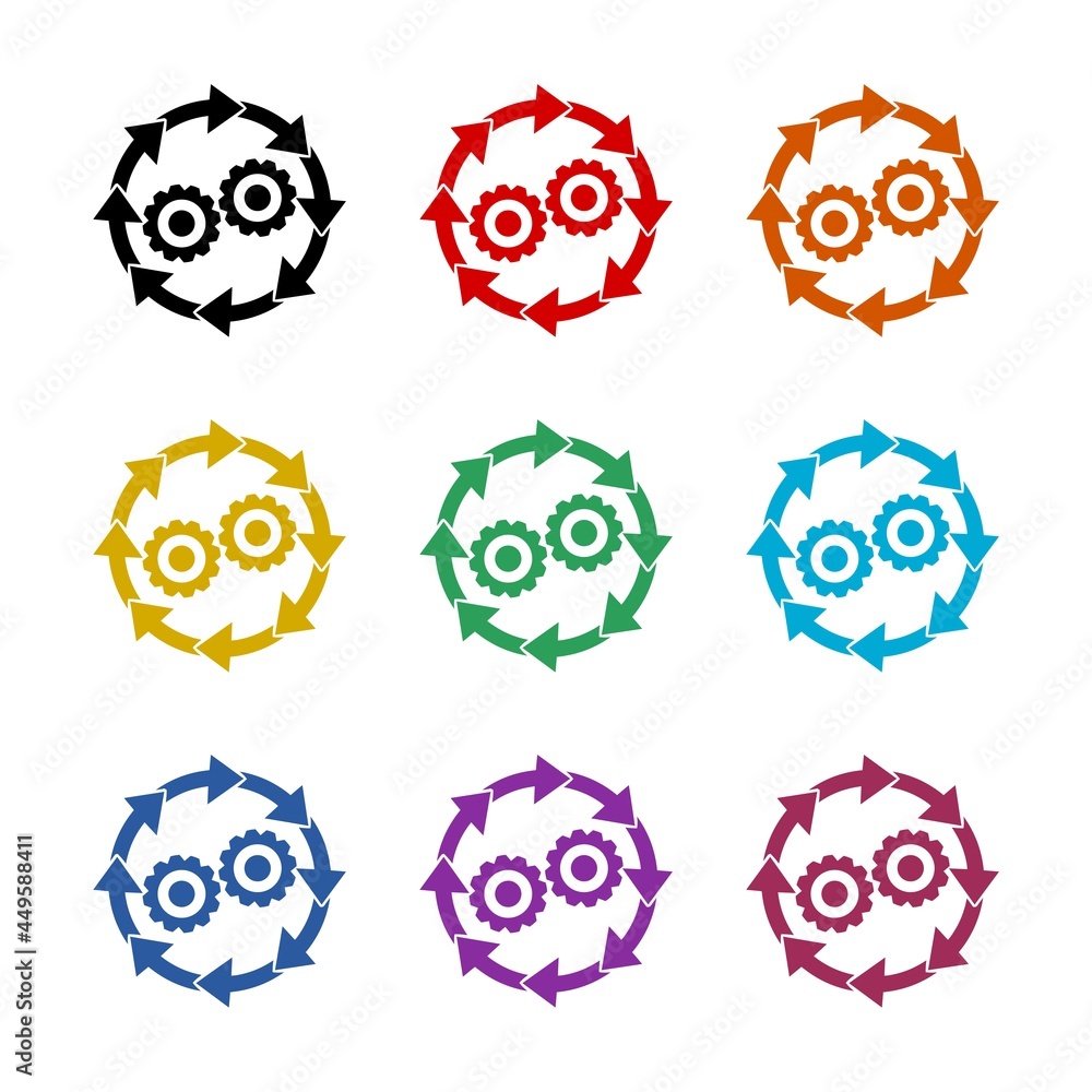 Poster Processing color icon set isolated on white background
