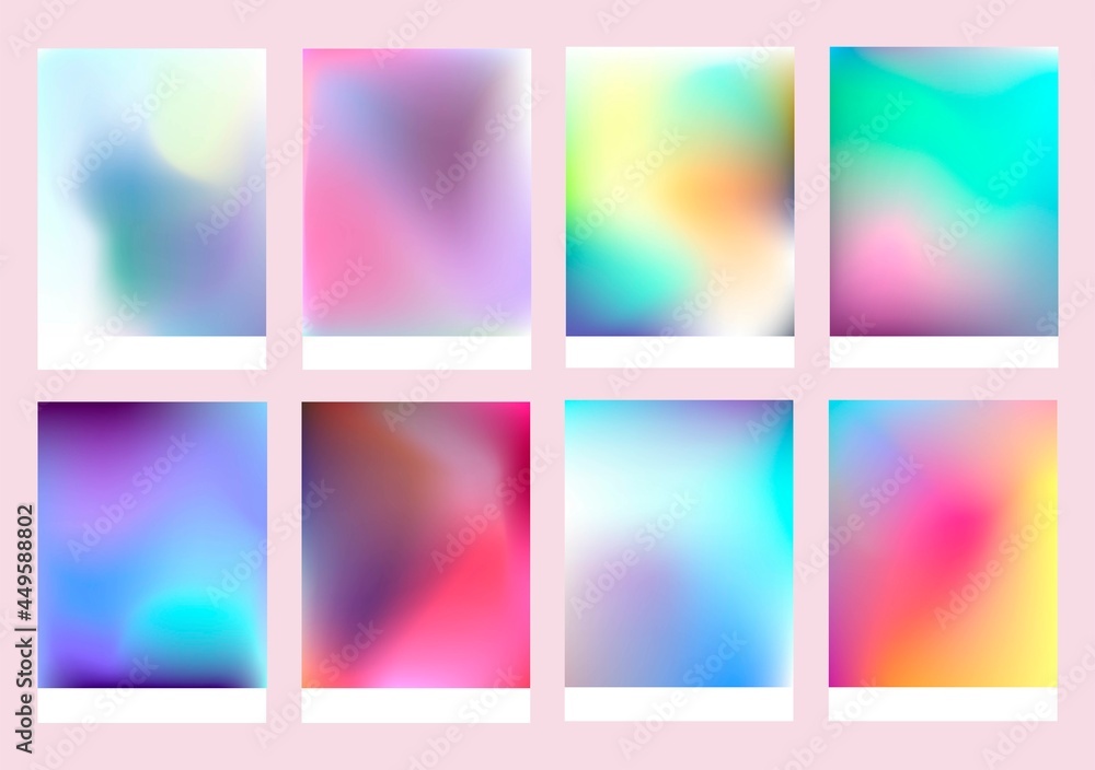 Poster a set of gradient textures in soft, delicate retro colors. blurring colors. background gradient for 