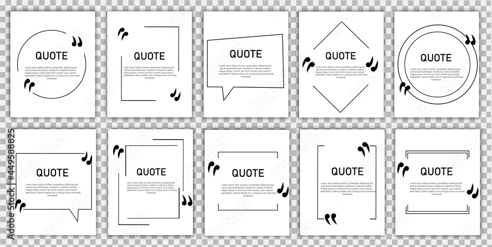 Poster frame for quotes. speech bubble icon. template with a text box inside. white poster with information