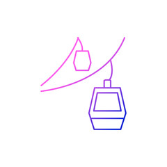 Maokong Gondola outline icon. Taiwan. Cable car transport in hills and mountains. Isolated vector illustration