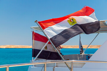 The Egyptian flag on the ship