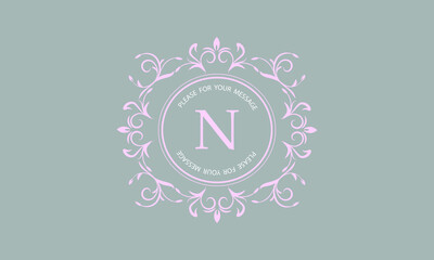 Decorative monogram in pastel colors for invitation cards with the letter N. Graphic design of the page, cafe, hotel, business.