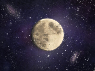 Obraz na płótnie Canvas moon and stars in a dark background