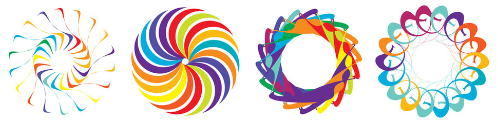 Obraz premium Circular, radial icon, motif, mandala shape. Swirl, twirl, helix, volute rotation geometric design element. Abstract circle