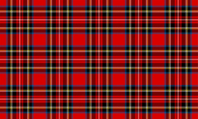 Royal Stewart tartan plaid. Scottish traditional fabric swatch.