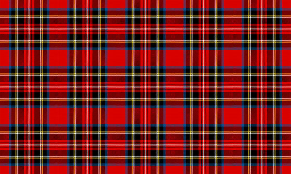 Royal Stewart tartan plaid. Scottish traditional fabric swatch.