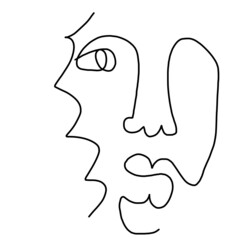 head silhouette line art face of a woman