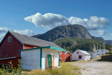  Travel stop at Aarsandøy old  ferry pier in Bindal municipality on a great summer day,Helgeland,Nordland county,scandinavia,Europe