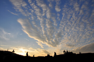 Evening afterglow sky over the Charles Bridge