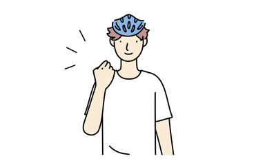 スケートボーダー、笑顔でガッツポーズをする男性